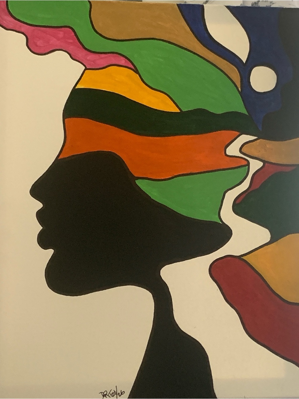 Hand Painted Colorful Abstract Silhouette